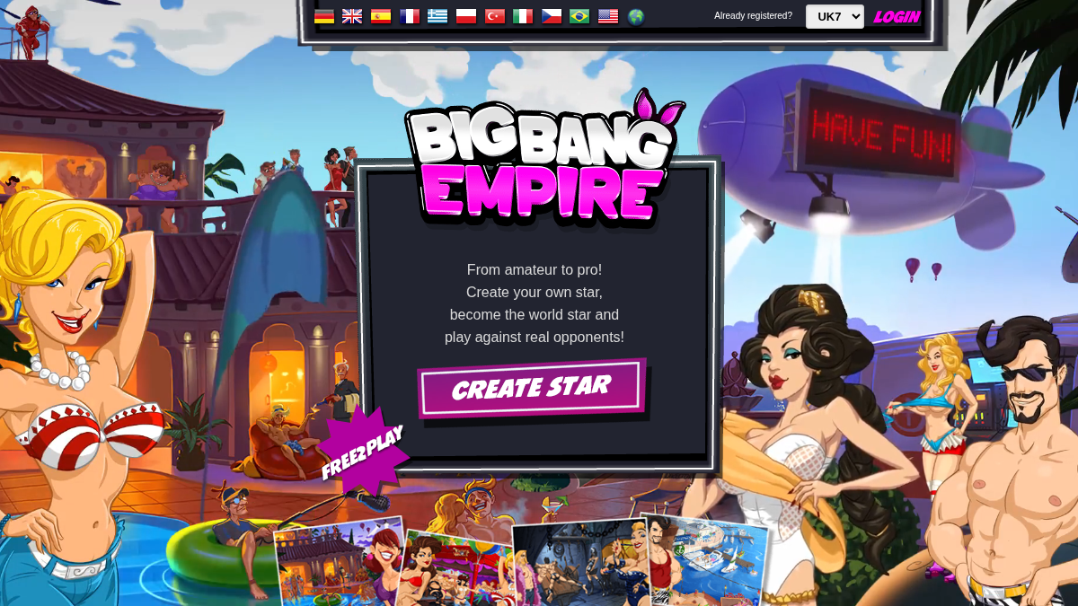 Big Bang Empire · Podgląd strony