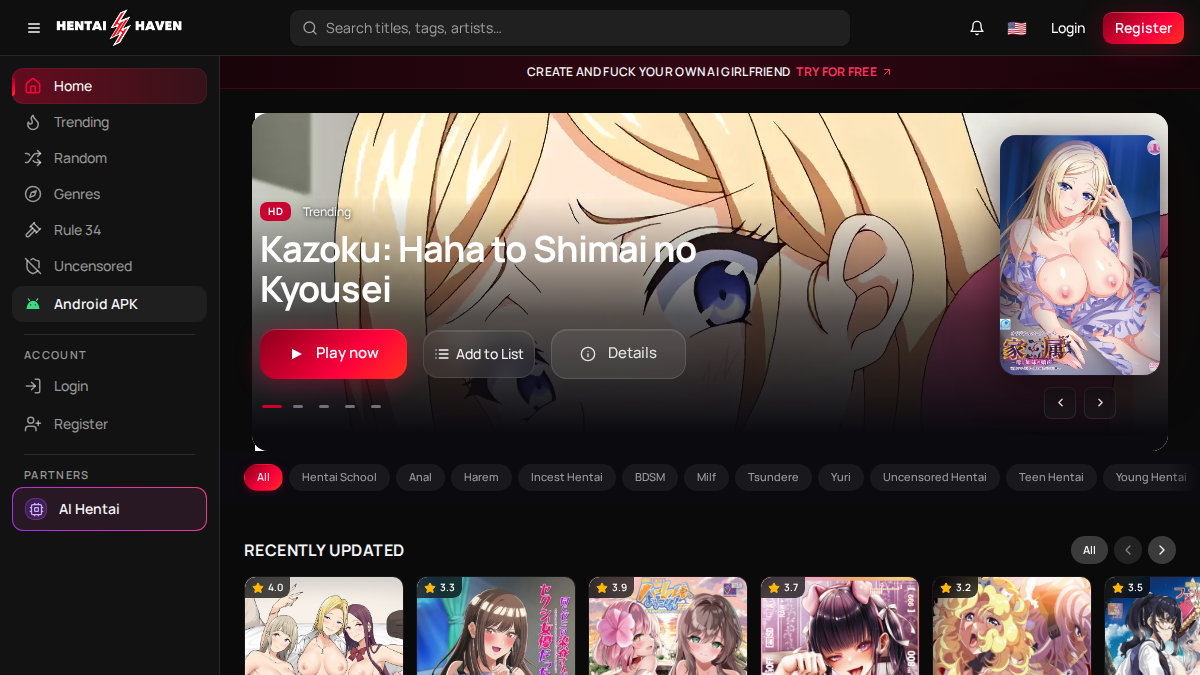 Hentai Haven · Podgląd strony
