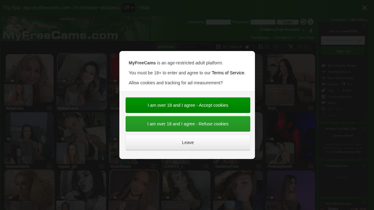 MyFreeCams · Podgląd strony